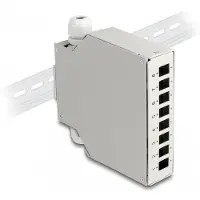 DeLOCK LWL Verteilerbox für Hutschiene 8 Port grau, Huckepack-Steckverbinder, Gerade, Weiblich, Grau, Metall, 126 mm