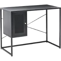 Beliani Schreibtisch Schwarz Metall Stahl mit Stauraum Schrank Industrial Style Modernes Design Minimalistischer Stil Bürotisch für Homeoffice