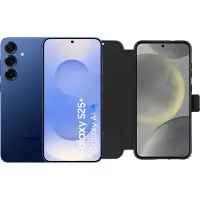 Samsung Galaxy S25 Plus 256GB Dunkelblau 5G + BlueBuilt Book Case Schwarz