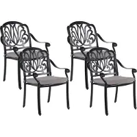 Beliani Stuhl 4er Set Gartenstuhl Balkonstuhl Aluminium 4 Sitzkissen Schwarz