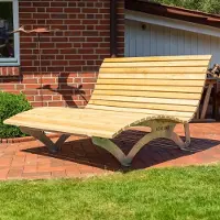 SCALANT Waldsofa Classic mit Auflage und Kissen, Lärche, Wellenliege, Sonnenliege