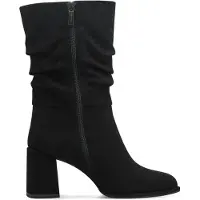 Tamaris Damen Stiefelette Reißverschluss Raffung Blockabsatz 1-25020-43, Größe:38 EU, Farbe:Schwarz