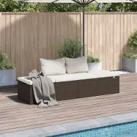 vidaXL "im Angebot" Gartenbett 2-Personen - Holzbank - Braun 195×60 cm Poly Rattan - Gartenliegen CC19902