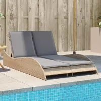 vidaXL "im " Sonnenliege - für den Garten - 1 Person - mit Auflagen Beige 114x205x73 cm Poly Rattan - Gartenliegen CC16942