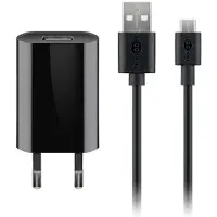 Goobay Micro USB-Ladeset 1 A, Netzteil mit Micro USB Kabel 1m (Schwarz)