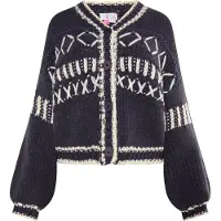 IZIA Strickjacke Damen Anthrazit Creme