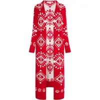 IZIA Langer Cardigan Damen rot weiss
