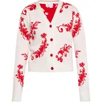 IZIA Strickjacke Damen Wollweiss Rot