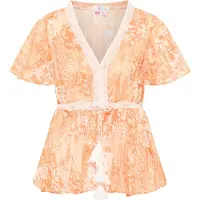 IZIA Bluse Damen Orange Weiss