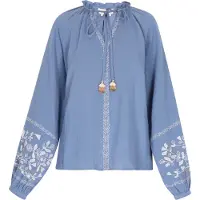 Usha Bluse Damen Denimblau