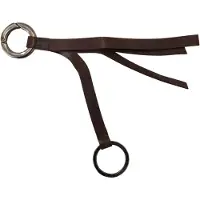Costume National Brauner Leder-Schlüsselring mit silberfarbener Metallbeschlägen