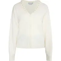 Usha Strickjacke mit Perlen Damen Wollweiß