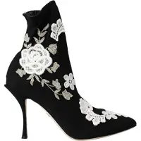 Dolce&Gabbana Blumenbestickte Stiefeletten