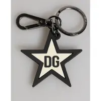 Dolce&Gabbana Weißes Schwarzes DG Logo Stern Gummi Herren Schlüsselanhänger Schlüsselring