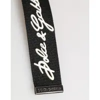 Dolce&Gabbana Schwarze Weiße Polyester DG Logo Silber Herren Schlüsselanhänger Schlüsselring