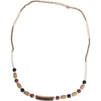 Dolce&Gabbana Perlenholz-Halskette mit Metallkette