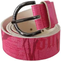 John Galliano Pink Leather Letter-Logo Design Rundschnallen-Gürtel