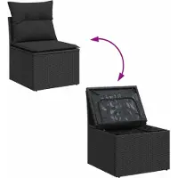 vidaXL Gartensofa-set mit Kissen 13 pcs Schwarz Poly-Rattan