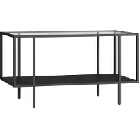 En.casa Couchtisch 'Nynna' rechteckig mit Glasplatte Stahl 90 x 50 x 50 cm Schwarz