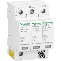 Schneider Electric Electric A9L16382 Kombiableiter Typ 1+2, Acti9 iPRD1 12.5r, 3P, 400V AC, Imax 50kA, Fernmeldek.