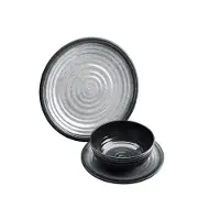 Flamefield Granite Melamin Geschirr-Set 12-tlg. Grau/Schwarz