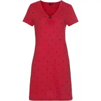 Vivance Nachthemd DREAMS, Damen, Gr. 32/34, N-Gr, rot, Single Jersey, Obermaterial: 100% Baumwolle, gemustert, bequem kurz, V-Ausschnitt, eingesetzt Häkelkante, Kleider Nachthemd, mit Herzchen-Druck