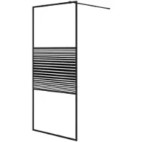 vidaXL Duschwand für Begehbare Dusche Schwarz 90x195 cm ESG-Glas Klar