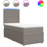 vidaXL Boxspringbett mit Matratze Taupe 100x200 cm Stoff