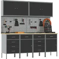 vidaXL Werkbank mit Speicher 10 pcs Schwarz Ingenieure Holz und Stahl