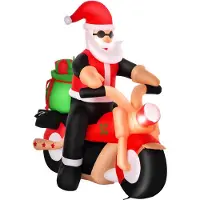 HOMCOM Aufblasbarer Weihnachtsmann auf Motorrad mit Gebläse