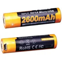 Fenix Light ARB-L18-2600U 18650 Akku mit Micro-USB-Anschluss, 2600 mAh