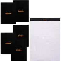 Rhodia 5x Gehefteter Notizblock No.18 A4 80 Blatt kariert 80g - Schwarz 182009C