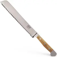 Güde Brotmesser, geschmiedet, Serie Alpha, Doppelkropf, Griff Olivenholz, Linkshänderausführung