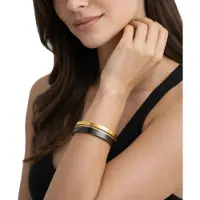 Calvin Klein Damen Armreif-Set im Zweiton-Design Edelstahl-Armband Schmuck KJ06BD2001 Schwarz/Gold