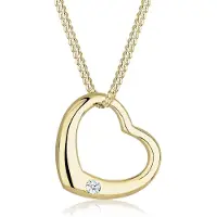 Elli Halsketten - Halskette Herz Love Diamant (0.03 ct.) 375 Gelbgol - Gr. unisize - in Gelbgold - für Damen