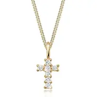 Elli Halsketten - Halskette Kreuz Religion Glaube Symbol Topas 585 G - Gr. unisize - in Gelbgold - für Damen