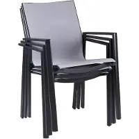 Vente-unique Gartensessel 2er-Set stapelbar - Aluminium & Textilene - Hellgrau & Schwarz - VALERA