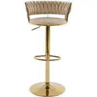 Vente-unique Barhocker 2er-Set höhenverstellbar - Samt & goldfarbenes Metall - Beige - LOMYA
