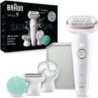 Braun Silk-épil 9 SkinSpa, Roségold, Weiß, 40 Pinzette, MicroGrip, Bikini, 0,5 mm, Akku