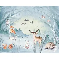 Overig Vliestapete "Digitaldruck Vlies - Animal Sleepover - Größe 350 x 280 cm" bedruckt glatt Kinderzimmer