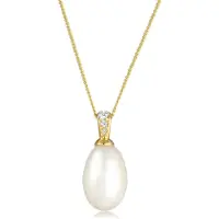 Elli DIAMONDS Halsketten - Halskette Süßwasserzuchtperle Diamant (0.05 ct) 58 - Gr. unisize - in Weiß - für Damen