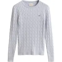 Gant Sweater "Strickpullover STRETCH COTTON CABLE C-NECK", Damen, Gr. M, blau (blau (light)), Obermaterial: 88% Baumwolle CO. 10% Polyamid PA. 2% Elasthan EL., Sweatshirts Sweater