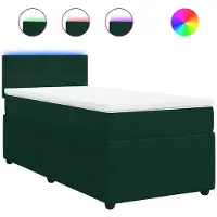 vidaXL Boxspringbett mit Matratze Dunkelgrün 90x190 cm Samt