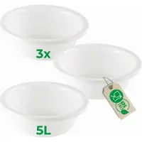 Novaliv 3x Spülschüssel Rund 5L, D32 cm, Weiss, BPA-frei Spülmaschinenfest Ideal für Küche und Campin