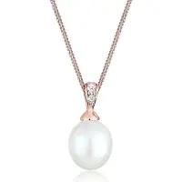 Elli Halsketten - Halskette Süßwasserzuchtperle Diamant (0.04 ct.) 9 - Gr. unisize - in Rosa - für Damen