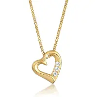 Elli DIAMONDS Halsketten - Halskette Herz Liebe Diamant (0.045 ct.) 585 Gelbg - Gr. unisize - in Weiß - für Damen