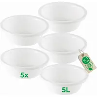 Novaliv 5x Spülschüssel Rund 5L, D32 cm, Weiss, BPA-frei Spülmaschinenfest Ideal für Küche und Campin