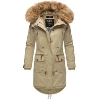 NAVAHOO Damen Winterjacke Rosinchen – Klassischer Parka mit Abnehmbarem Kunstfellkragen