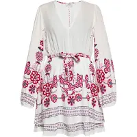 Usha Kleid Damen Weiss Mehrfarbig