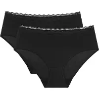 Triumph Midislip "Feel Of Cotton", Damen, Gr. 48, schwarz, Microtouch, Obermaterial: 86% Polyamid, 14% Elasthan, unifarben, körpernah, Unterhosen Midislip, weich, ohne Seitennaht, schmales Spitzenband
